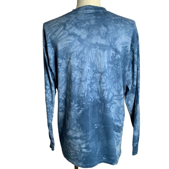 Vintage Y2K The Mountain Wolves Crewneck T Shirt L Blue Tie Dye Long Sleeve 2001 - Picture 4 of 7